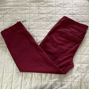 Loft Original Ankle Pant in burgundy maroon deep red size 12 Outlet
